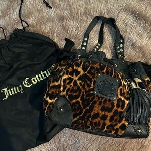 Juicy Couture Black and Brown Leopard Shoulder Bag